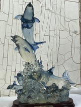 Vintage SeaWorld Dolphin Clear Blue Lucite Sculpture/ Statue  11&quot;  Collectible - £25.41 GBP