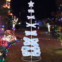 7&#39; Outdoor Spiral Christmas Tree Pre-lit Christmas Tree with 341 LED Lights - £108.72 GBP