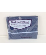 Deadstock Vintage 80s 90s No Iron Percale King Flat Sheet Navy Blue 108x... - $24.70