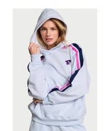 Victoria&#39;s Secret Pink Ivy Fleece Campus Pullover Hoodie Sz M Blue Pink ... - $45.54