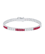 Authentic Crislu 4 mm Princess Cut Ruby Tennis Bracelet in Platinum - $4,576.48 MXN