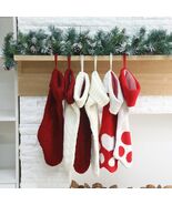 Geyoga 6 Pcs Dog Christmas Stocking Red White Knitted 18in Large Set - $9.30 CAD