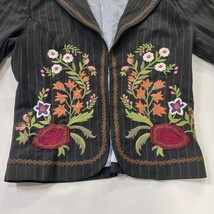 Yank American BAU1184 Youth Gray Orange -Pinstripe Embroidered Blazer Size 7/8 image 5