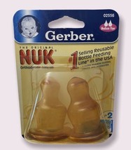 Gerber Original NUK Orthodontic Rubber Nipples Sz.2 Medium Flow 2 pack 7mo+ - $24.95