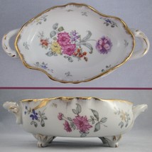 Floral Oval Footed Porcelain Bowl Candy Nuts Dish Andrea Sadek M610 Japa... - $11.75