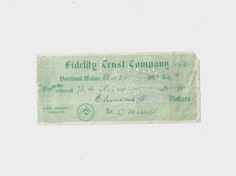 Fidelity Trust Co Payment 1917 Portland Maine Receipt Antique Ephemera 1... - $19.99