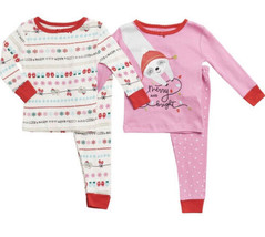 Koala Kids Pink/Ivory/Red Sloth Christmas 2 Pajama Set Baby Girl Sz 12 M... - £23.36 GBP