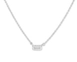 Small micro pave rectangle Women&#39;s Necklace .925 Silver 274039 - $44.99