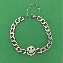 Titanium Steel Smiley Face Charm Bracelet for Men Women,Smiley Face Bracelet - £9.44 GBP