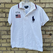 Polo Ralph Lauren White Men&#39;s L Polo Shirt Large Logo #3 Rugby Styling - £23.23 GBP