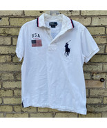 Polo Ralph Lauren White Men&#39;s L Polo Shirt Large Logo #3 Rugby Styling - £22.76 GBP