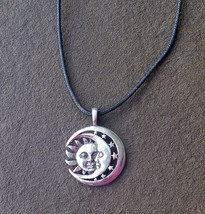 Celestial Repose Sun Moon Amulet Pendant Necklace    Adjustable Unisex - £7.40 GBP