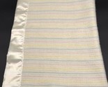Acrylic Baby Blanket Satin Trim Pastel Stripe Waffle Weave - £39.33 GBP