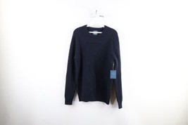 NOS Vintage Streetwear Mens Small Wool Blend Thermal Knit Crewneck Sweater Blue - £38.89 GBP