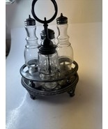 Antique Victorian Silver Plated Etched Glass Cruet Castor Set 11” - $126.95 CAD