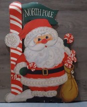 Vintage Die Cut Christmas Decoration North Pole Santa Claus 8x11.25 - $23.20