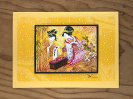 Geisha's Engaged in the Sacred Art of Writing Greeting Card - $8.00