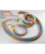 Patterns beaded crochet Necklace + 2 Bracelets,Rope Harness,bead crochet... - $9.49 CAD