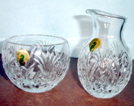 Waterford Crystal Open Sugar Bowl &amp; Creamer Pineapple Hospitality 2 PC. ... - $167.21