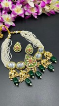 Choker Kundan Necklace Earrings Jewelry Set Latest Jadau Bridal Beautiful - £28.89 GBP