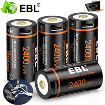 4X 16340 R A 123 3V Usb Lithium Li-Ion Rechargeable Batteries W/Cable - £34.75 GBP