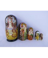 Matryoshka Nesting Dolls 7&quot; 5 Pc., Sarah Bernhardt Artist Hand Made Russ... - £67.32 GBP