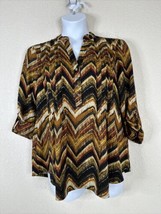 J.T.B. Knit Popover V-neck Blouse Womens Plus Size 1X Zig-Zag Stripe 3/4 Sleeve - £13.44 GBP
