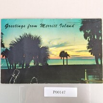 Vintage Florida Postcard Merritt Island Sunset 1977 Tropical Beach Palms - $130.37 MXN