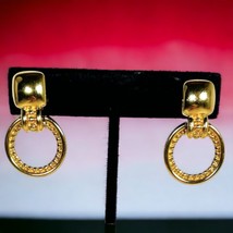 Monet Clip On Earrings Signed Gold Tone Classic Career Dangling Vintage ... - £11.10 GBP