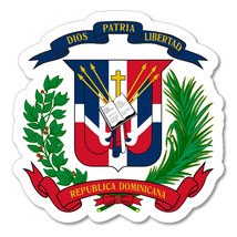 Dominican Coat of Arms Dominican Republic Flag DOM DO Vinyl Sticker Decal 4&quot; - $3.99