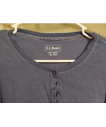LL Bean Shirt Mens XL PET Navy Long Sleeve Cotton Waffle Thermal Henley  - $9.49