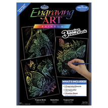 Foil Engraving Art Kit Value Pack 8.75&quot;X11.5&quot;-Rainbow - Fish, Butterflies &amp; Bird - £12.19 GBP
