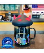 Starbucks Halloween Black Mushroom Cup 18oz Mason Glass Cup Tumbler Ox Horn - €29,17 EUR