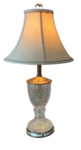 Leaded Crystal Cut Glass &amp; Brass Table Lamp W/Bell Shade Art Deco Period 26&quot; H - £121.43 GBP