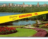 Dual View Banner Greetings From Harrisburg Pennsylvania UNP Chrome Postc... - $3.91