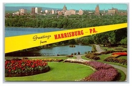 Dual View Banner Greetings From Harrisburg Pennsylvania UNP Chrome Postcard O20 - £3.07 GBP