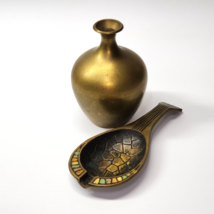 Vintage DAYAGI Art Deco Brass Ashtray Spoon Rest And Brass Jug - Made In Israel - £22.64 GBP