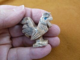 Y-CHI-RO-23) gray ROOSTER chicken SOAPSTONE gem stone figurine game cock... - $8.99