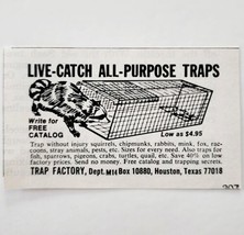 1969 Trap Factory Live Catch All Purpose Advertisement Varmint Control E91H - $19.99