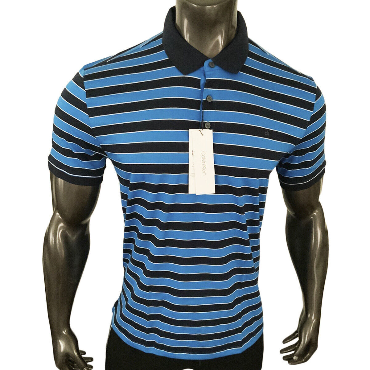 Primary image for NWT CALVIN KLEIN MSRP $54.99 STRIPED MENS SHORT SLEEVE NAVY POLO RUGBY SHIRT 2XL