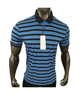NWT CALVIN KLEIN MSRP $54.99 STRIPED MENS SHORT SLEEVE NAVY POLO RUGBY S... - £22.80 GBP