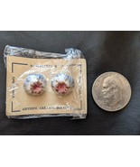 Midcentury Retro Italart Turquoise Pink Ceramic Clip on Round Earrings I... - £17.86 GBP