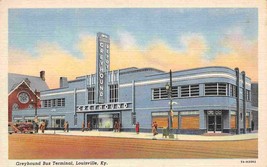 Greyhound Bus Terminal Station Depot Art Deco Louisville Kentucky linen postcard - $6.93