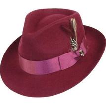 Mens Bruno Capelo Hat Australian Wool Fedora Teardrop Crown Fabio FB226 Burgundy image 5