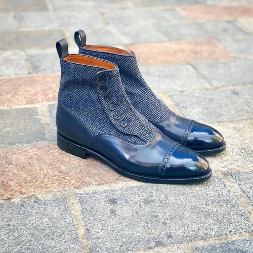 High Ankle Tweed Rounded Cap Toe Chelsea Jumper Genuine Leather Boot US 7-16