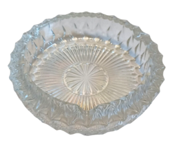 Vintage Heavy Crystal Clear Glass Ashtray 7&quot; 3 Slot Starburst Deign EUC - £8.65 GBP