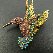 Exclusive 2.84Ct Round Cut Purple Crystal Bird Pendant in 14K Yellow Gold Over - £135.87 GBP
