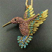 Exclusive 2.84Ct Round Cut Purple Crystal Bird Pendant in 14K Yellow Gold Over - £129.35 GBP