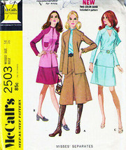 Vintage 1970 Misses' Jacket, Blouse & Skirt Mc Call's Pattern 2503-m Sz 14 Uncut - $12.00