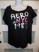 Aeropostale Black Aero NYC SS Sleepwear Shirt Size L Women&#39;s NEW - $18.40